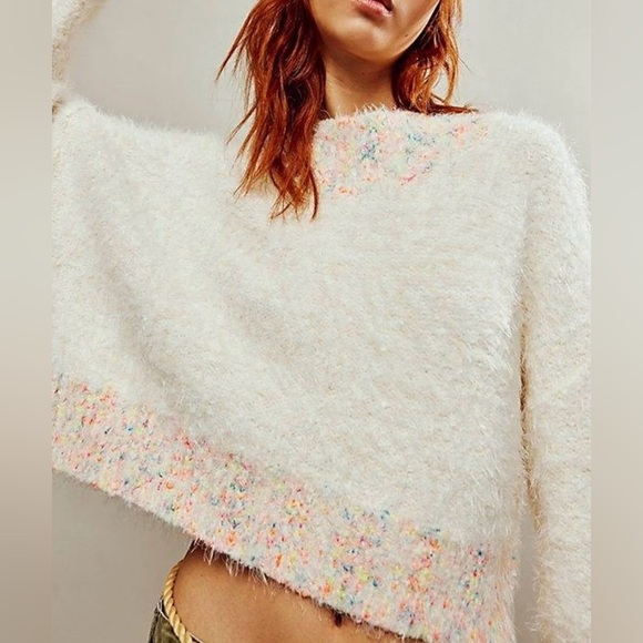 NEW!! NWT!!🛍️🎀FREE PEOPLE STARDUST PULLOVER SWEATER - S🎀🧣🧣💃💃 - Picture 1 of 13
